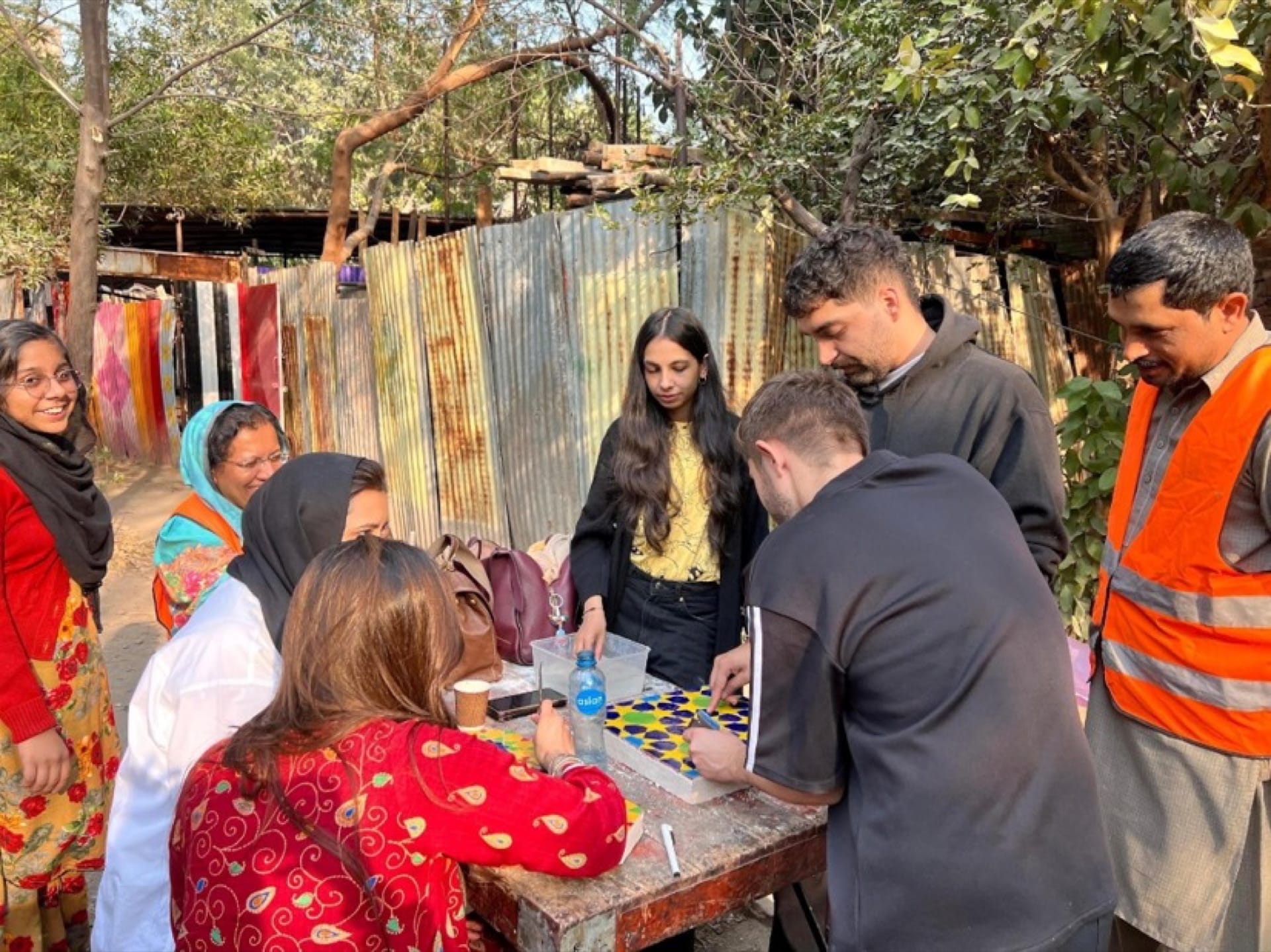 Kashi Kari tile assembly: framing, plastering, reinforcing, and flipping.